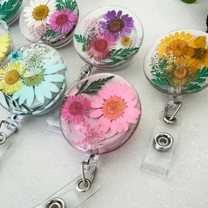 Real Flower Badge Reel for Nurse Gift for Doctor Custom Name Badge Reel for Teacher Therapist Gift Resin Flower Badge Reel Gift for Nurse Blank no name