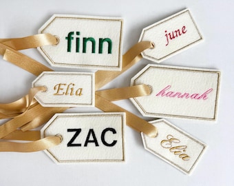 Personalized Gift Tag Custom Name Gift Tag Fabric Gift Tag Embroidered name gift tag Holiday gift Tag Bridesmaid Gift Tag Christmas Gift Tag