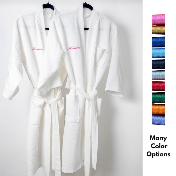 Custom name waffle robe Embroidered personalized bathrobe  spa gift Bridesmaid Bathrobe Cotton Waffle Robe Spa Robe Relaxation Gift for her