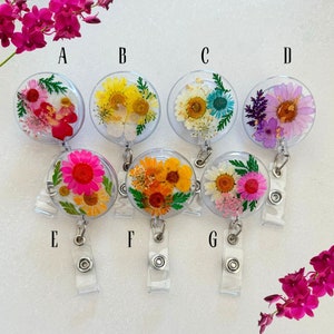 Real Flower Badge Reel for Nurse Gift for Doctor Custom Name Badge Reel for Teacher Therapist Gift Resin Flower Badge Reel Gift for Nurse image 7