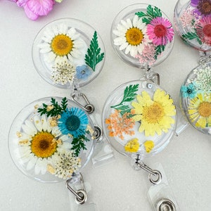 Real Flower Badge Reel for Nurse Gift for Doctor Custom Name Badge Reel for Teacher Therapist Gift Resin Flower Badge Reel Gift for Nurse image 5