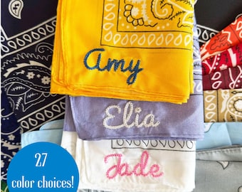 Embroidered Bandana Chainstitch Custom Name Bandana Personalized Bandana Personalized Scarf Personalized Bachelorette Party Favor Cowgirl