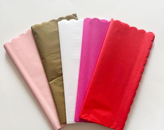 Pretty Gift Tissue Wrap Red Scallop edge tissue pink white gold tissue paper Pretty packaging paper fancy tissue paper valentines gift wrap