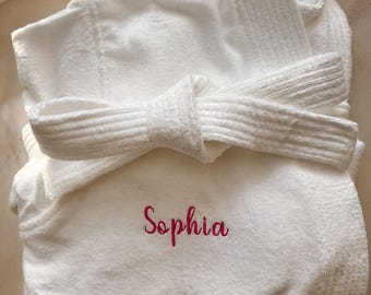 Custom name terrycloth robe Embroidered personalized bathrobe  spa gift Bridesmaid Bathrobe Cotton terry plush Spa Robe Relaxation Gift