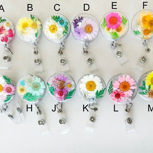 Real Flower Badge Reel for Nurse Gift for Doctor Custom Name Badge Reel for Teacher Therapist Gift Resin Flower Badge Reel Gift for Nurse image 8