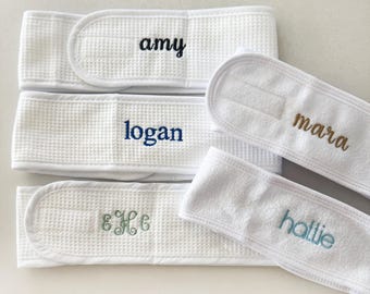 Personalized Spa Headband Custom Name Spa Headband Face Wash Headband Bridesmaid Gift Monogrammed Spa Headband Embroidered Makeup Headband