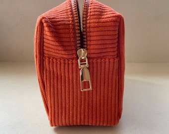 Orange Schminktasche Rost Schminktasche Schminktasche Schminktasche Boxy Schminktasche Kosmetiktasche Cord Herbstfarbe Schminktasche Schminktäschchen