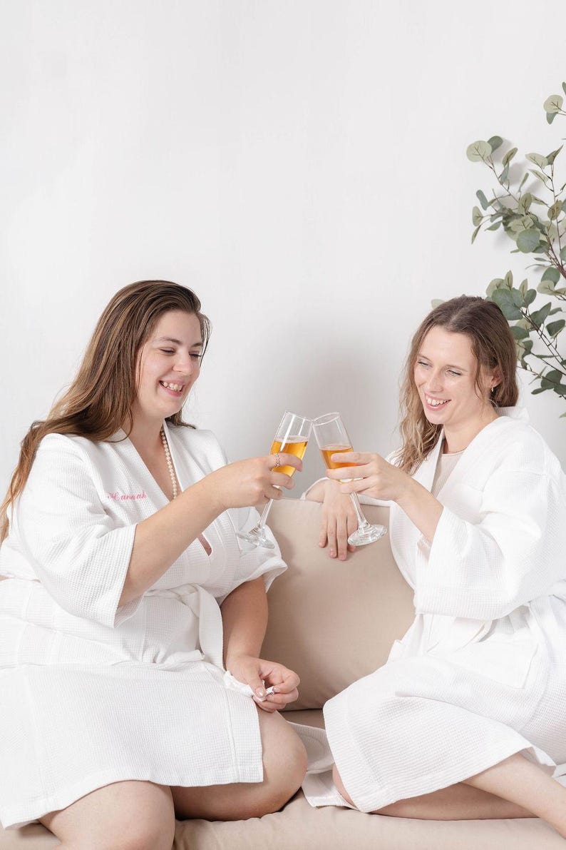 Custom name waffle robe Embroidered personalized bathrobe spa gift Bridesmaid Bathrobe Cotton Waffle Robe Spa Robe Relaxation Gift for her image 8