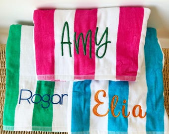 Custom Name Beach Towel Embroidered Beach Towel with name Pool Towel with Name Personalized Beach Pool Towel for Camp Pool Beach Summer Gift