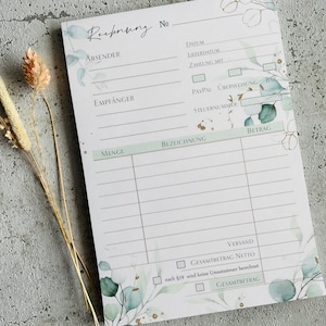 A5 invoice pad with carbon copy in eucalyptus gold design image 6