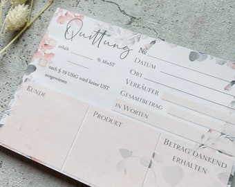 Receipt pad A6 with carbon copy in watercolor flowers