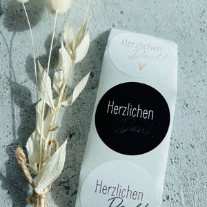 Sticker herzlichen Dank schwarz weiss goldmetallic Etiketten Bestellung Geschenk Danke Handmade Business Verpacken Verkäufer