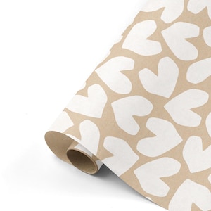 Papier cadeau 50 x 300 cm XL coeurs papier kraft naturel emballage cadeau