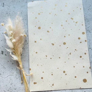 Saco de papel kraft com pontos bege, sacos para presente de aniversário, embalagem plana, sacos para festa de aniversário infantil, sacos de papel