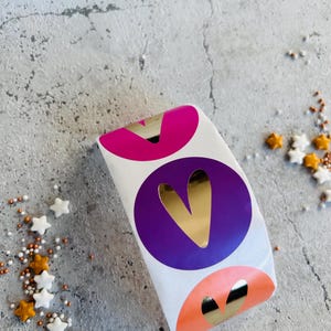 Sticker Herz  gemischt goldmetallic Etiketten Bestellung Geschenk Danke Handmade Business Verpacken Verkäufer