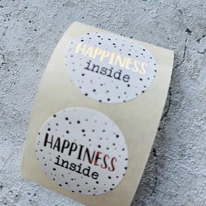 Sticker happiness inside goldmetallic Aufkleber Etiketten Bestellung Geschenk Danke Handmade Business Verpacken