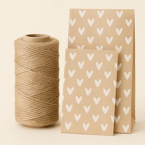 Paper bag hearts white brown birthday gift bags packaging flatbag children&#39;s birthday party bags paper bags