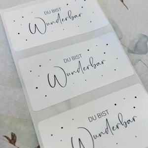 Sticker du bist wunderbar schwarz/weiss Aufkleber Etiketten Bestellung Geschenk Danke Handmade Business Verpacken Verkäufer