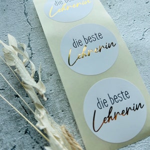 Sticker beste Lehrerin goldmetallic Etiketten Bestellung Geschenk Danke Handmade Business Verpacken Verkäufer