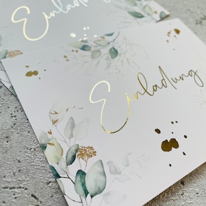 Karte • Einladung Eukalyptus Goldmetallic • EIGENPRODUKTION