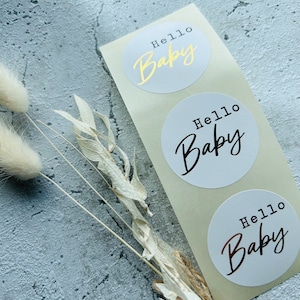 Sticker hello baby goldmetallic Geburt Etiketten Bestellung Geschenk Danke Handmade Business Verpacken Verkäufer