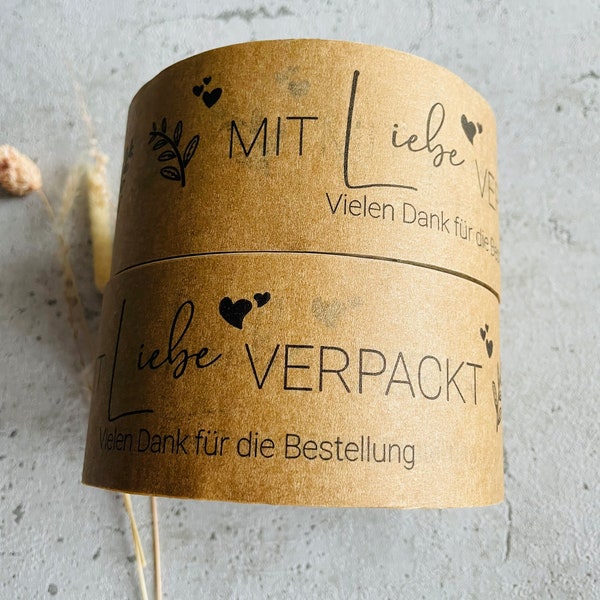 Papierklebeband Klebeband •mit Liebe verpackt• handmade Eigenproduktion 50 mm x 55m