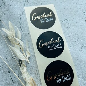 Sticker Geschenk für dich goldmetallic schwarz Etiketten Bestellung Geschenk Danke Handmade Business Verpacken Verkäufer