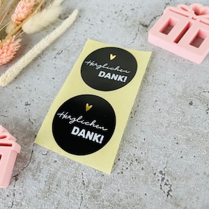 Sticker herzlichen Dank schwarz Gold Etiketten Bestellung Geschenk Danke Handmade Business Verpacken Verkäufer