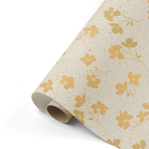 Papier cadeau 50 x 300 cm papier kraft naturel/doré emballage cadeau