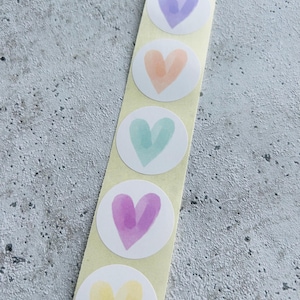Etichette miste adesive con cuori acquerellati, ordine regalo, ringraziamento, imballaggio aziendale fatto a mano, venditore