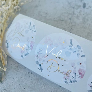 Sticker Vielen Dank Aquarell Blumen goldmetallic Etiketten Bestellung Geschenk Danke Handmade Business Verpacken Verkäufer