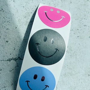 Sticker SMILEY Silber gemischt goldmetallic Aufkleber Etiketten Bestellung Geschenk Danke Handmade Business Verpacken Verkäufer