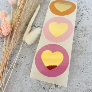 Sticker •Herzchen Gold bunt• Etiketten Bestellung Geschenk Danke Handmade Business Verpacken Verkäufer