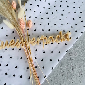 Confezione di carta velina a forma di cuore con cuori neri, confezioni regalo, carta da regalo, confezionamento ordini