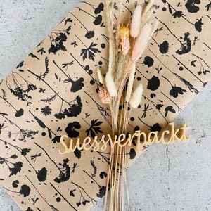 Papier d'emballage 50 x 300 cm papier kraft fleurs naturelles emballage cadeau papier d'emballage feuilles cadeaux anniversaire commande entreprise