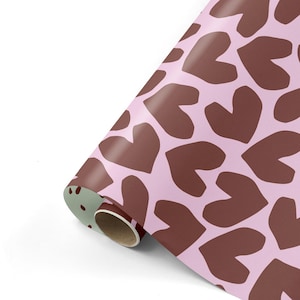 Papier cadeau 50 x 300 cm XL coeurs violet papier kraft emballage cadeau