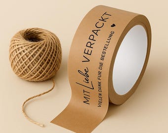 Papierklebeband Klebeband • mit Liebe verpackt / vielen Dank für Bestellung • handmade Eigenproduktion 50 mm x 55m
