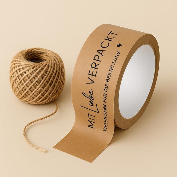 Papierklebeband Klebeband • mit Liebe verpackt / vielen Dank für Bestellung • handmade Eigenproduktion 50 mm x 55m