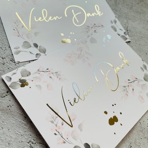 Karte • Vielen Dank Aquarell Blumen Goldmetallic • EIGENPRODUKTION