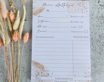 A5 order pad and receipt pad in gold design