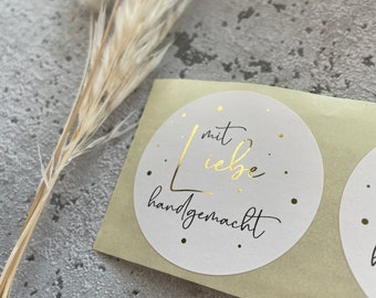 Sticker Gold mit Liebe handgemacht Eigenproduktion