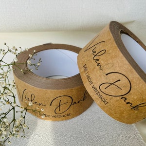 Papierklebeband Klebeband • Vielen Dank, mit Liebe verpackt • handmade Eigenproduktion 50 mm x 55m