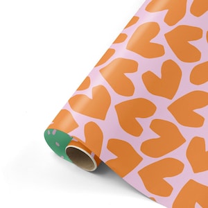 Papier cadeau 50 x 300 cm XL coeurs rétro papier kraft emballage cadeau