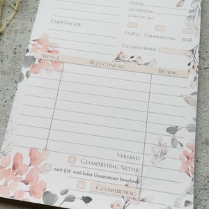 A5 fakturablock med karbonkopia i akvarell blommönster