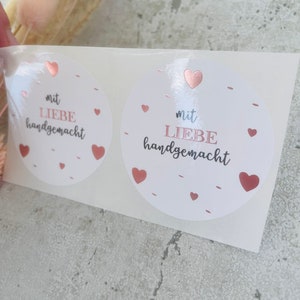 Adesivi fatti a mano con amore, etichette in oro rosa, ordine regalo, ringraziamento, fatti a mano, imballaggio aziendale, venditore