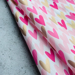 Cuori di carta velina con design dorato 50 x 70 cm 10 pezzi per confezione, confezioni regalo, carta da regalo, ordini di imballaggio