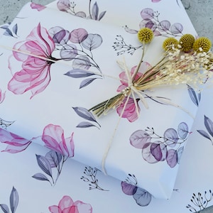 Gift wrap Watercolor Flowers 50 x 70 cm Gifts Gift wrapping Wrapping paper Gift sheets Birthday Order Business