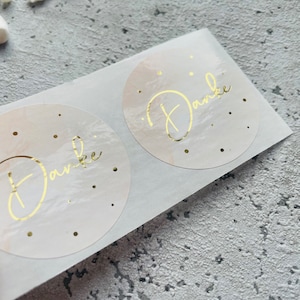 Sticker gold thank you beige watercolor own production