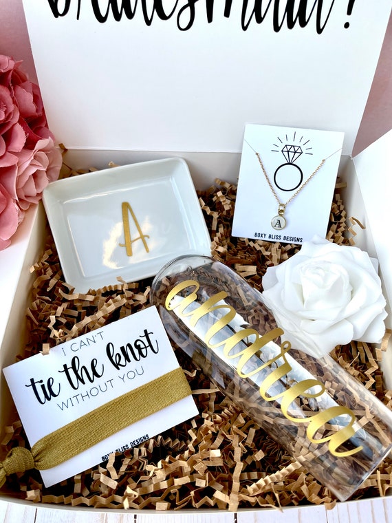 Maid Of Honor Proposal Gift Box – Will You Be My Maid Of Honor Set With Tumbler, Bracelet, Scrunchie & More