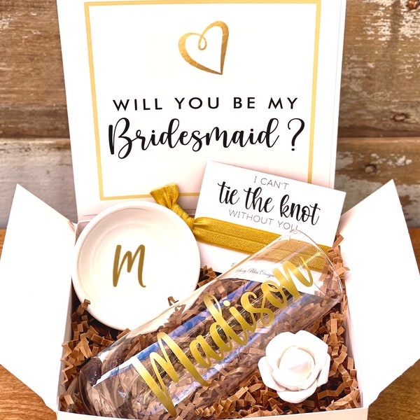 Will You Be My Bridesmaid Custom Box Set | Bridesmaid Proposal Box | Personalized Bridesmaid Ask Box | Custom Box with Flute | Bridesmaid